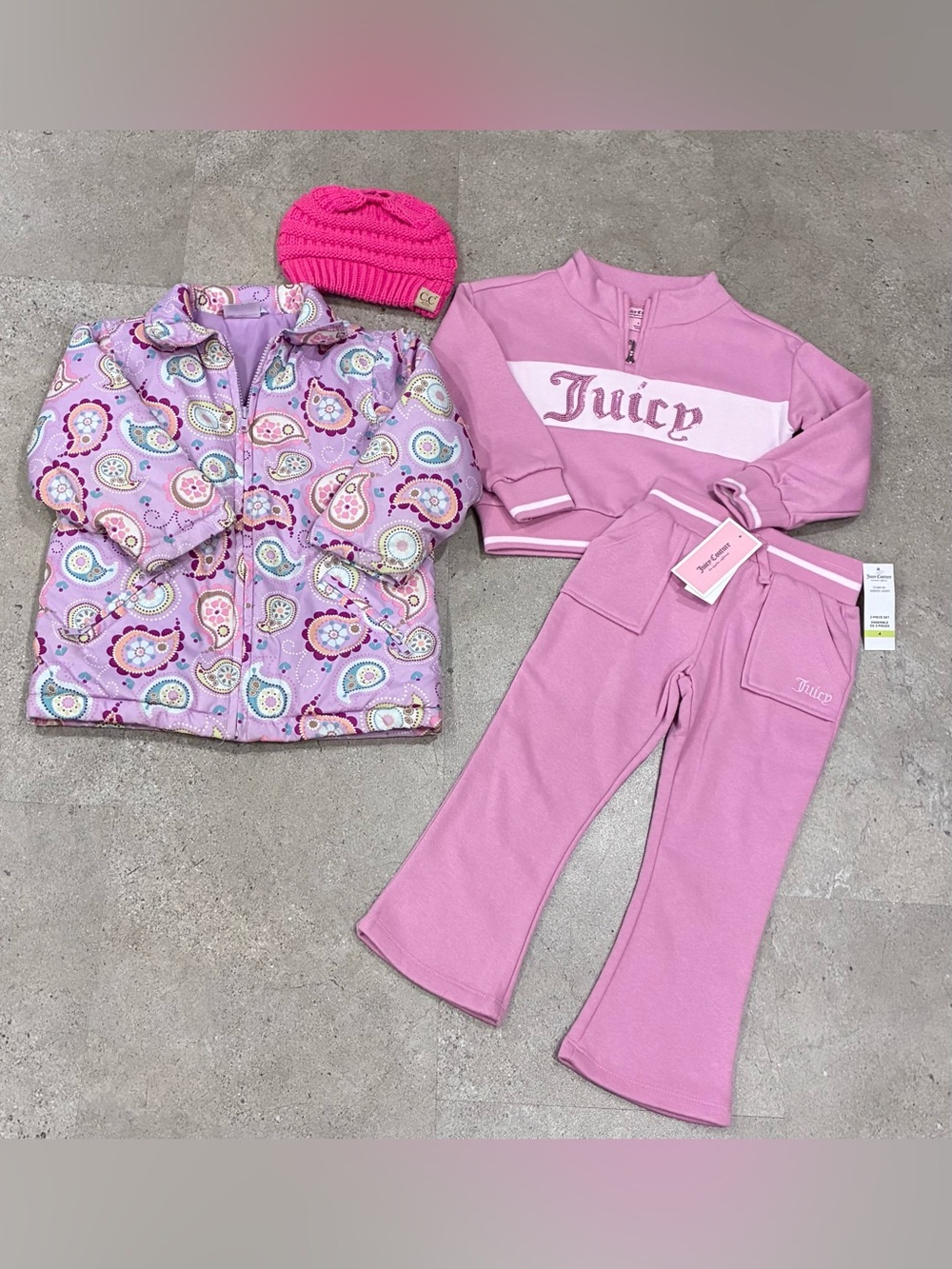 Girls JUICY COUTURE/HANNA ANDERSSON/C.C. Winter Coat..Hat & Outfit, sz 4…..2 NWT